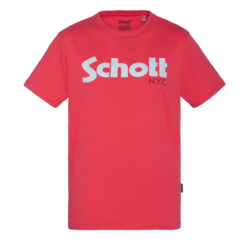 Ανδρικό T-Shirt μπλουζάκι με Logo Schott NYC Κοραλί